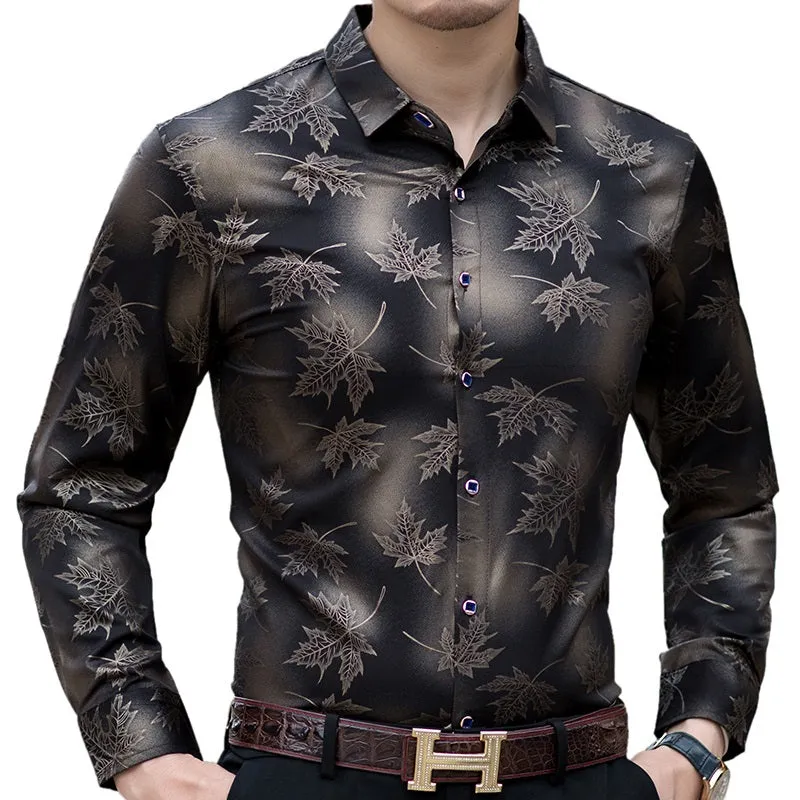 Slim-fit retro fashion mens shirt