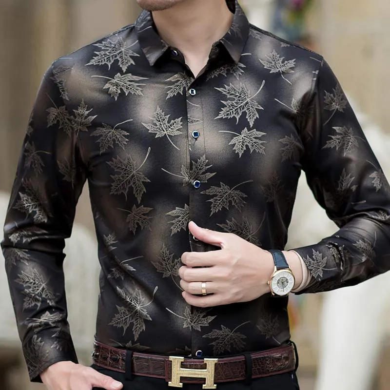 Slim-fit retro fashion mens shirt