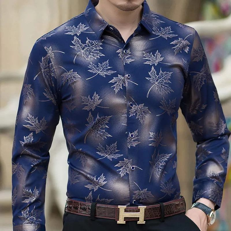 Slim-fit retro fashion mens shirt