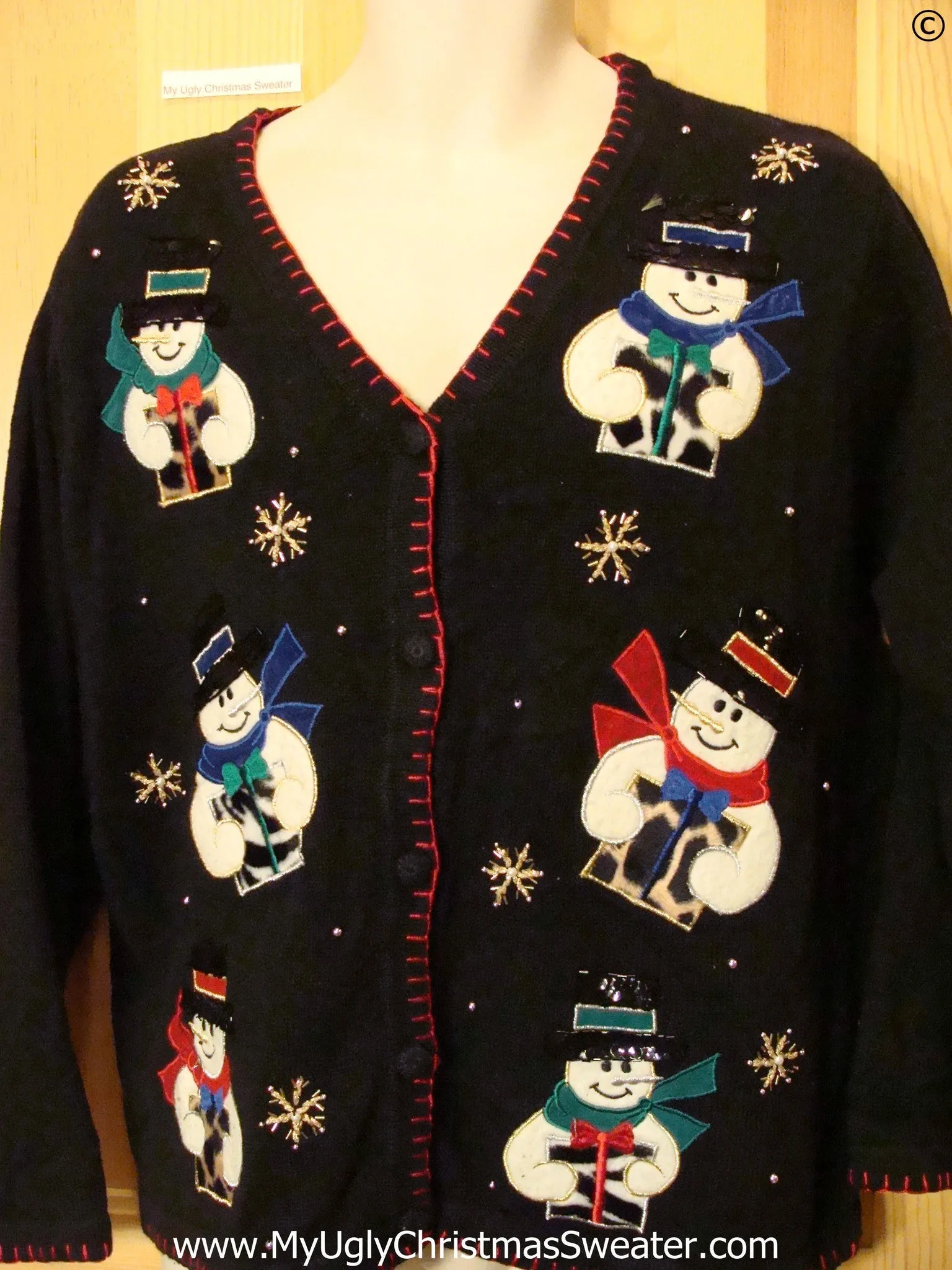 Snowmen with Animal Print Gifts Cheap Christmas Sweater