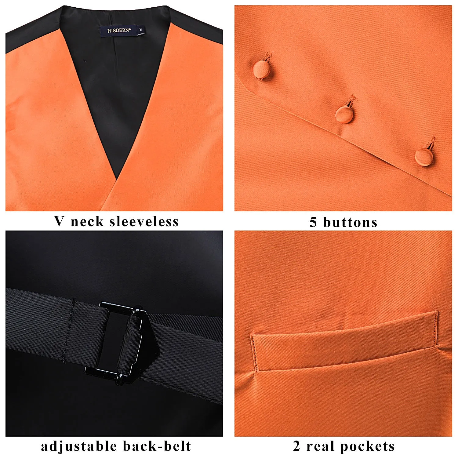 Solid 3pc Suit Vest Set - ORANGE