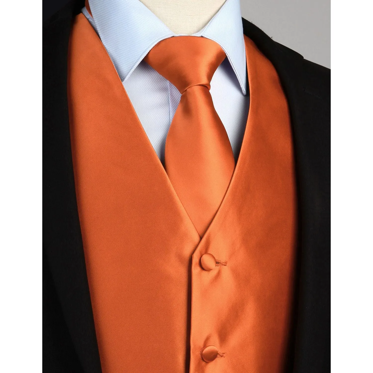 Solid 3pc Suit Vest Set - ORANGE