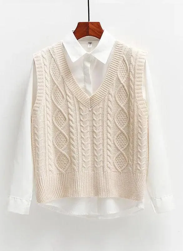 Solid Short Trendy Korean Knitted Vest