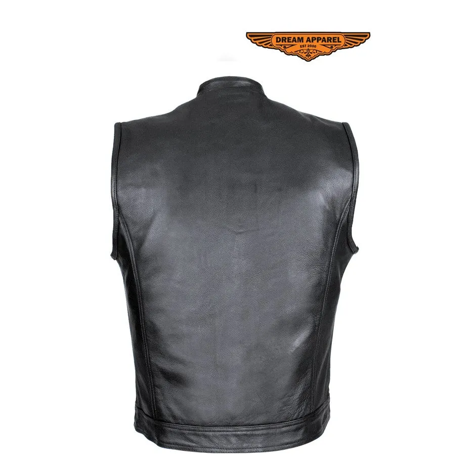 Split Cowhide Leather Motorcycle Club Vest - Defender Vest