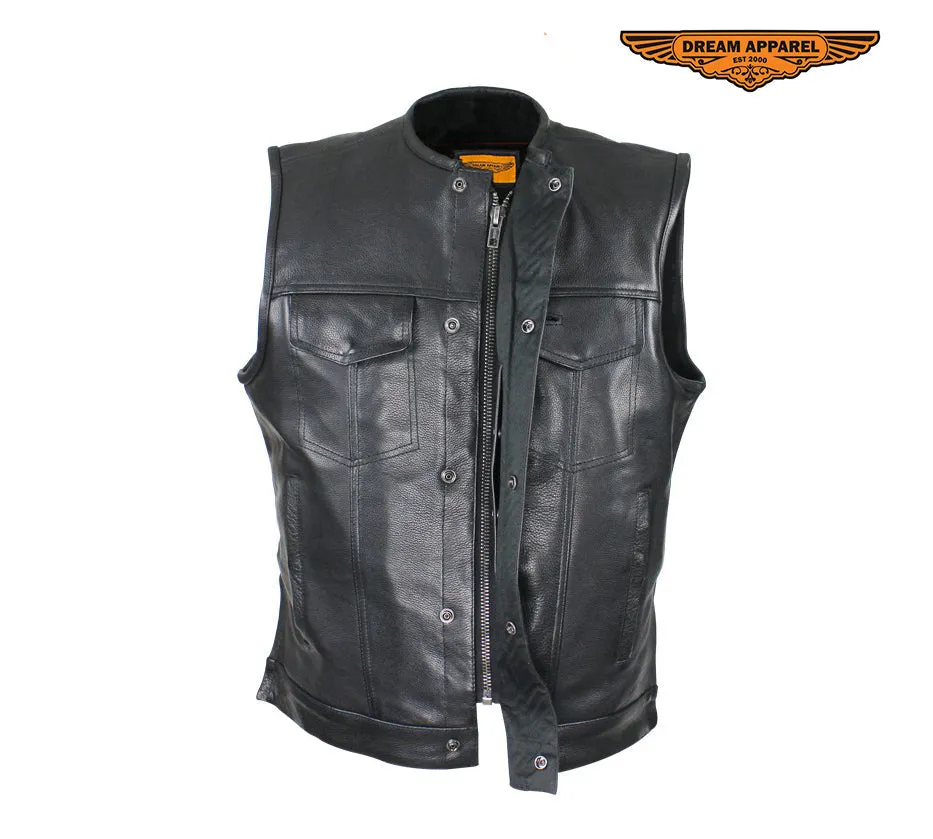 Split Cowhide Leather Vest With Gun Pockets