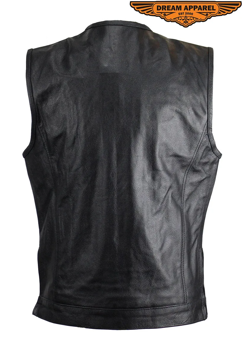 Split Cowhide Leather Vest With Gun Pockets