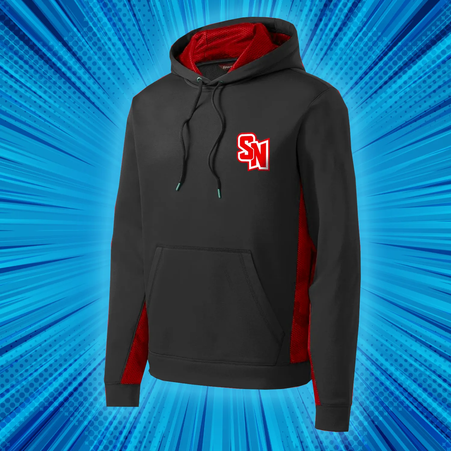 Spy Ninjas LCP Youth Tech Hoodie with Back Imprint - Black / Red