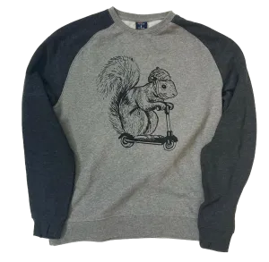 Squirrel on a Bird Sweatshirt - Grey Skies