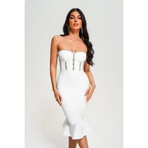 Strapless Diamante Midi Bodycon Dress