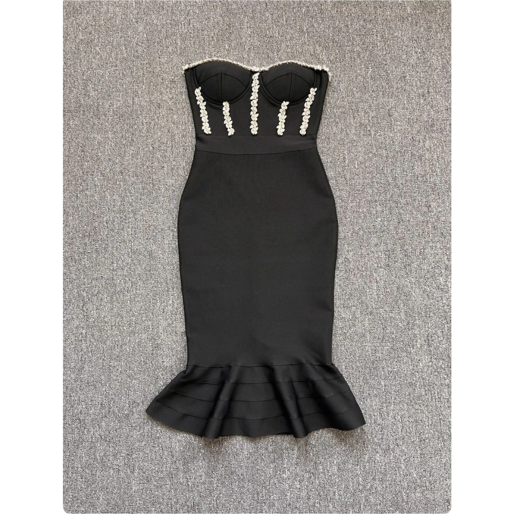 Strapless Diamante Midi Bodycon Dress