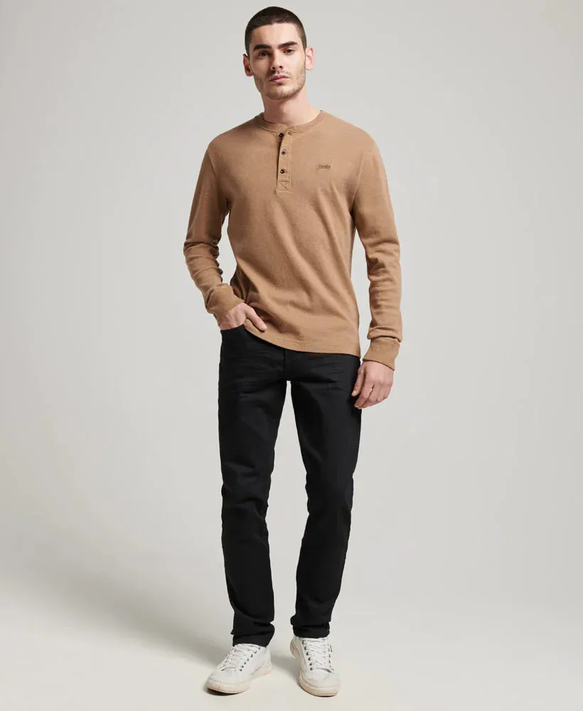 Superdry - Essential Logo Long Sleeve Henley Tee Buck Tan Marle