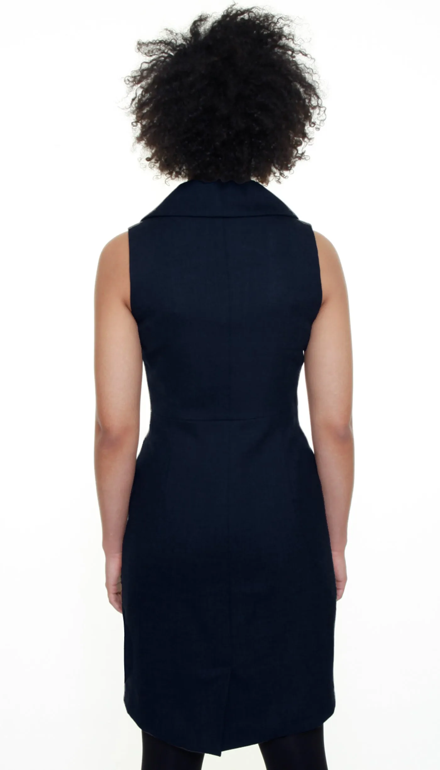 Swerve Vest Dress in Linen/ Midnight Navy