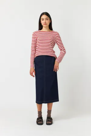 Sylvester Stripey Longsleeve Top - Brick/Ivory