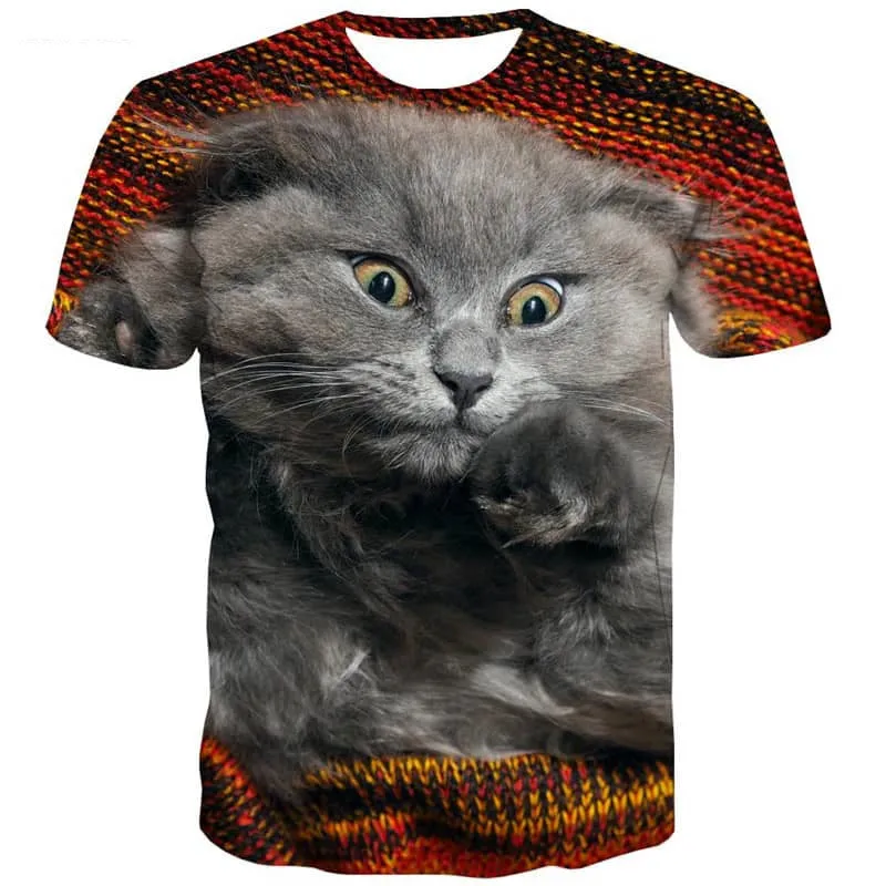 t shirt kitten tee top cat men art costume pet Casual