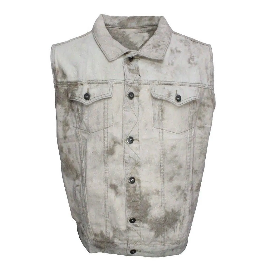 Tan Tie-Dye Denim Battle Vest