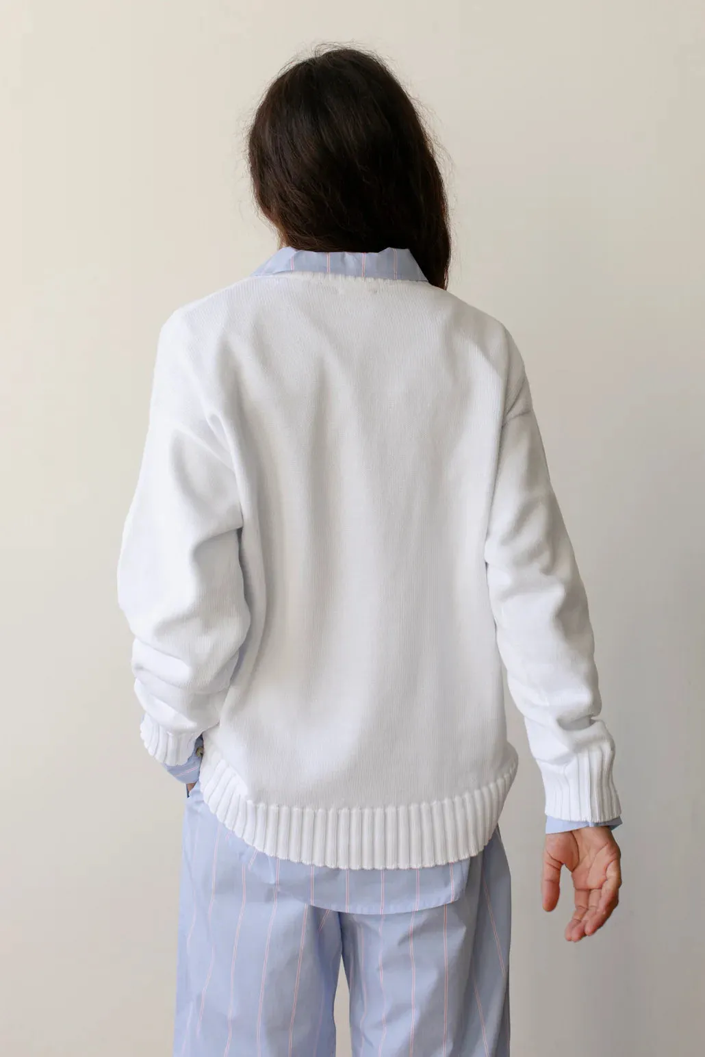 The Cotton Knit Crewneck Sweater, Powder