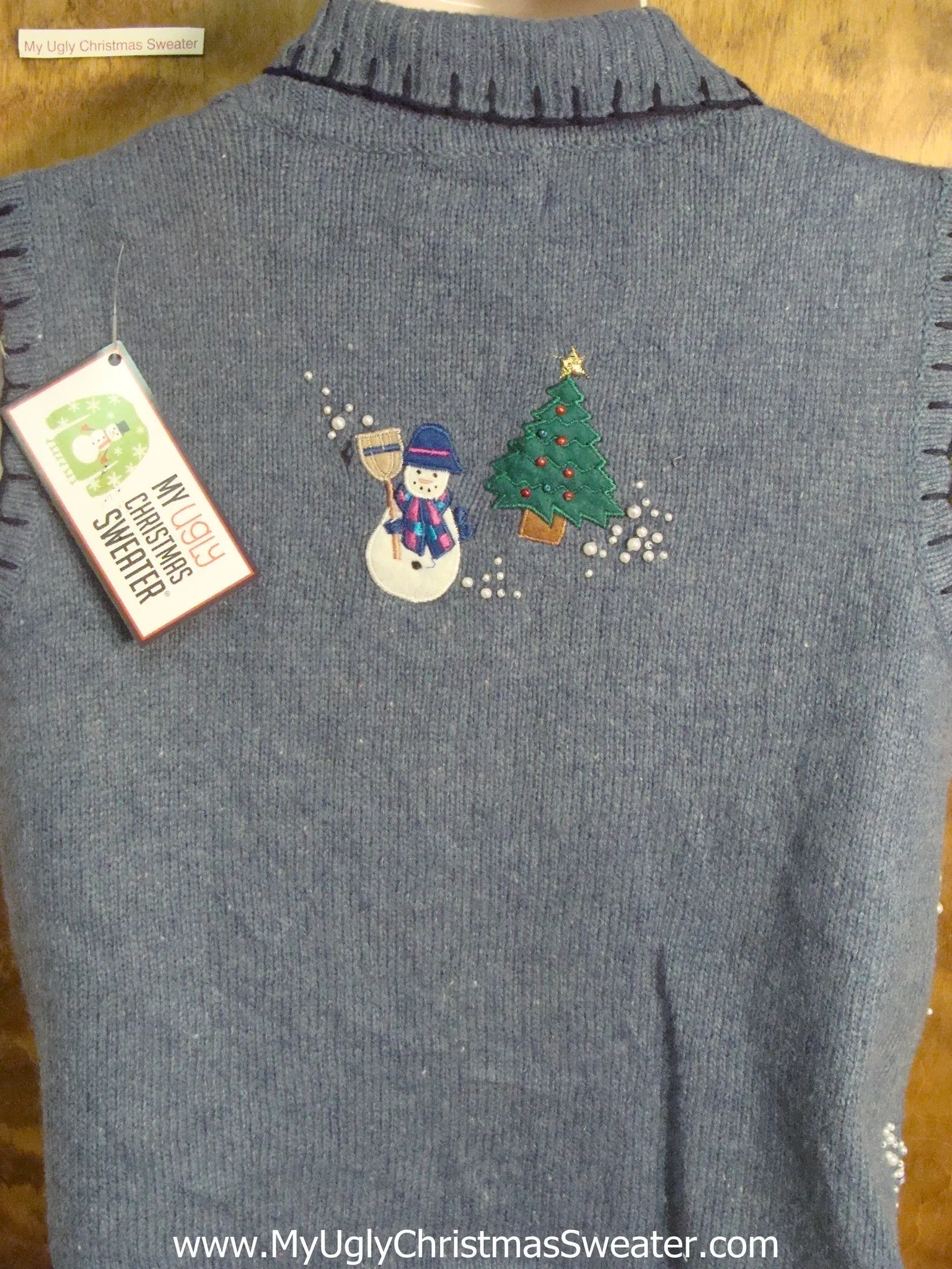 Tiny Snowmen and Trees Bad Christmas Sweater Vest