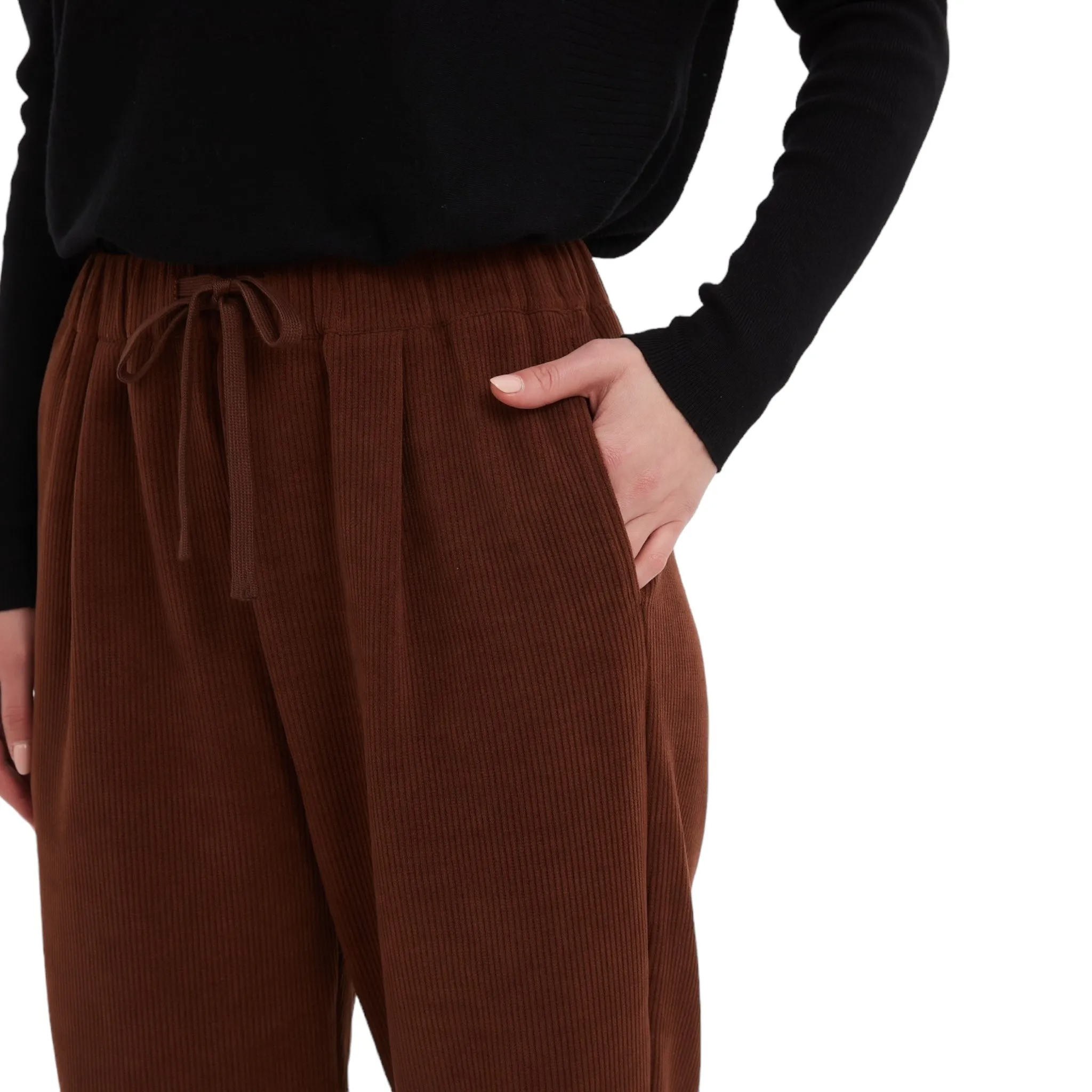 Tirelli Straight Leg Stretch Cord Trousers Mocha