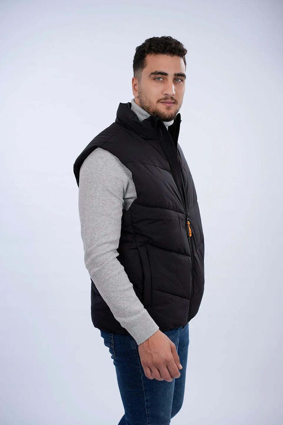 Tom Tailor Black Puffer Vest With A Logo