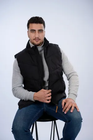 Tom Tailor Black Puffer Vest With A Logo