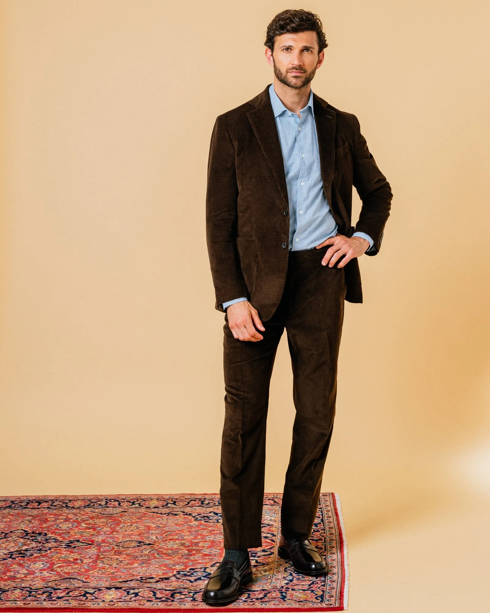 Trunk Wigmore Italian Cotton Needlecord Suit Jacket: Bitter Chocolate