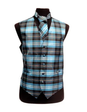 Turquoise Plaid Vest Set