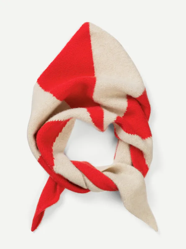 TWO COLOUR RAY TRIANGLE NECKERCHIEF POPPY & OATMEAL