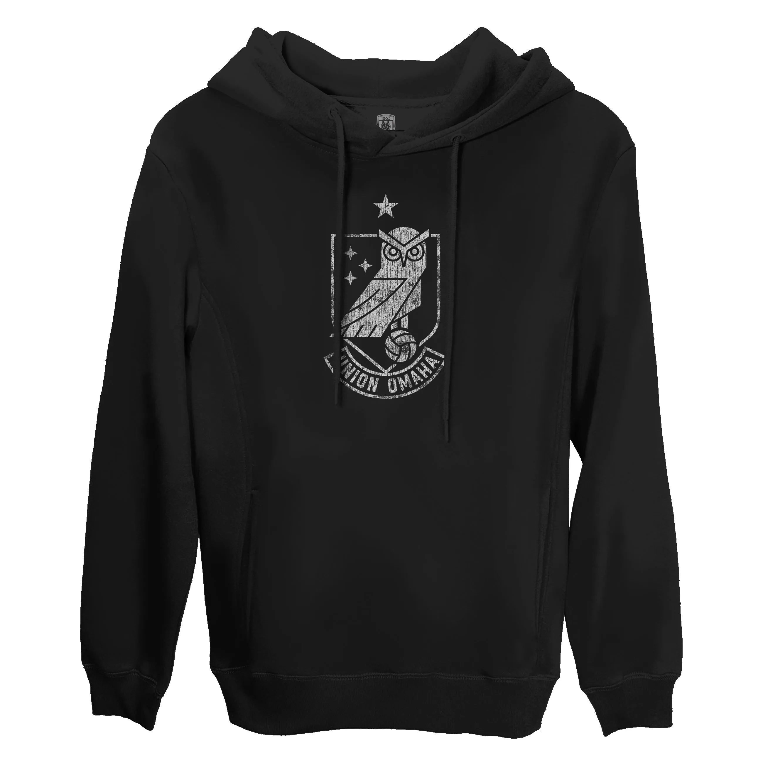 Union Omaha Mono Badge Fleece Pullover Hoodie - Black