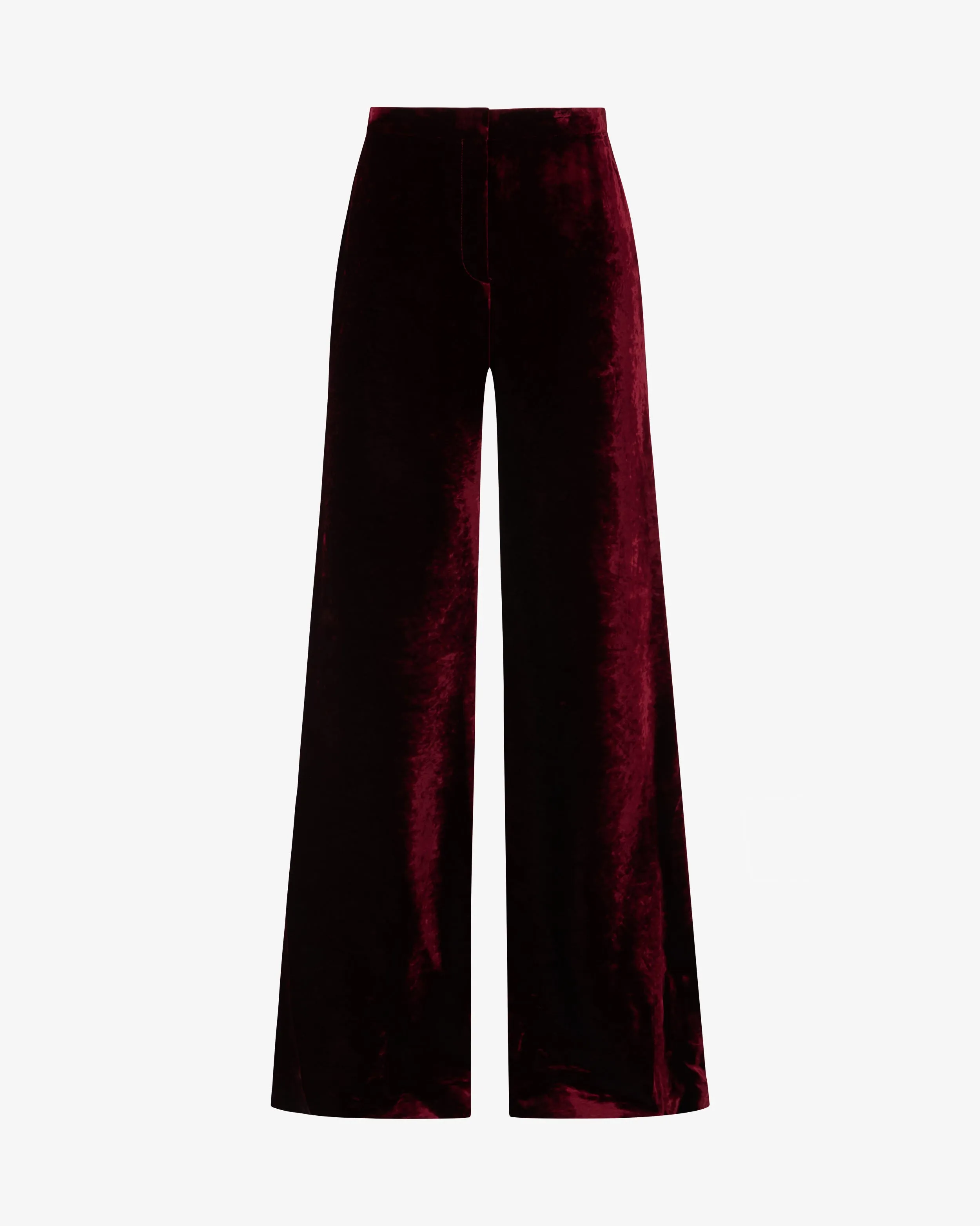 Velvet Flare Trouser - Burgundy