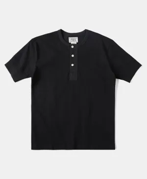 Vintage Short Sleeve Henley T-Shirt - Black