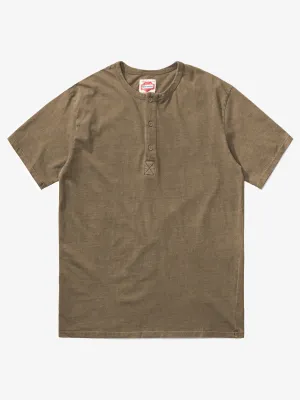 Washed Henley Short Sleeve Cotton T-shirt