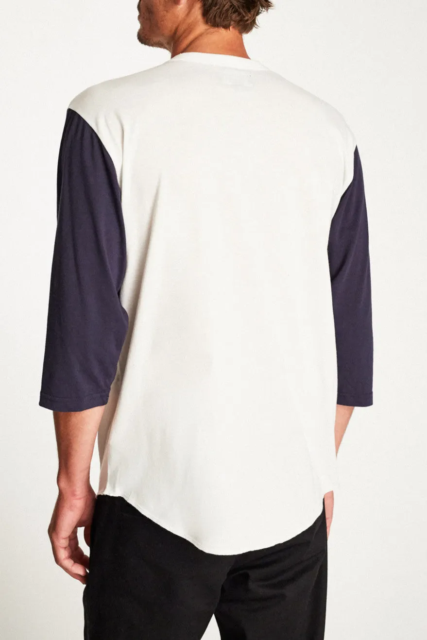 Wheeler 3/4 Sleeve Henley - Off White/Navy