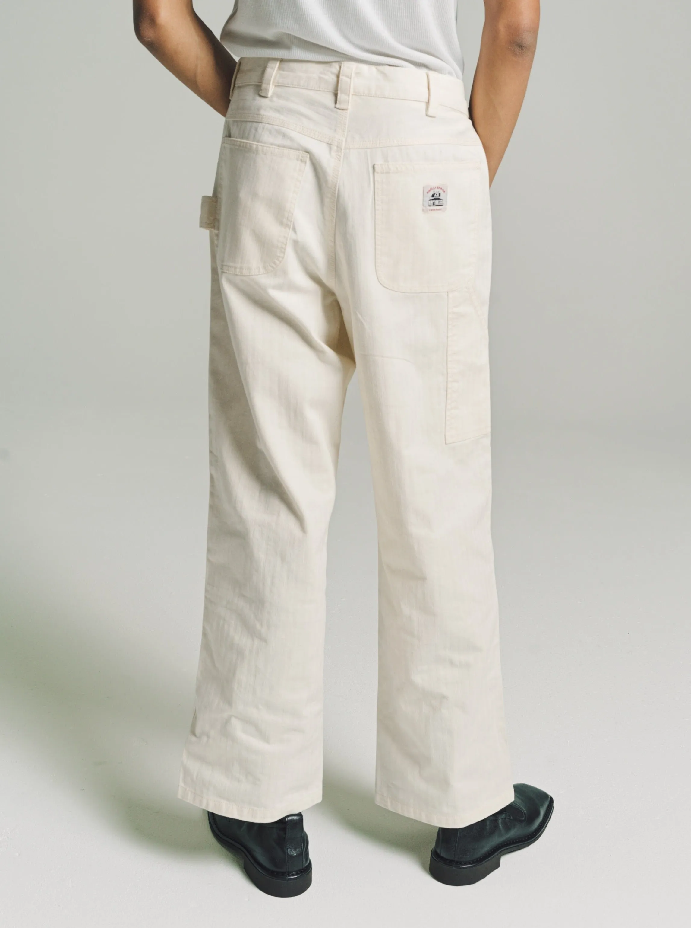 White Herringbone Knolly Brook Trousers