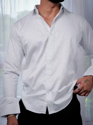 White Satin Cotton Print Premium Shirt