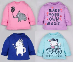 Winter Sweatshirt Combo - Elephant, Kitty, Pom Pom and Unicorn