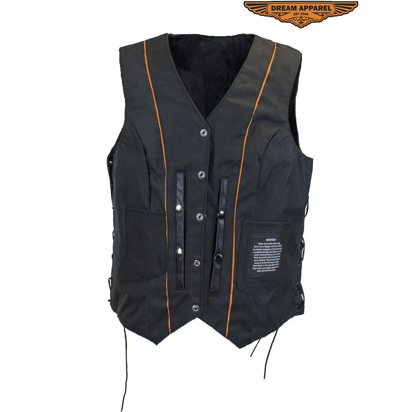 Women's Black Concealed Pocket Vest with Side Laces