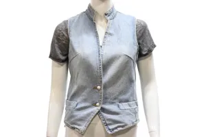 Womens Denim Vest With Multiple Pockets