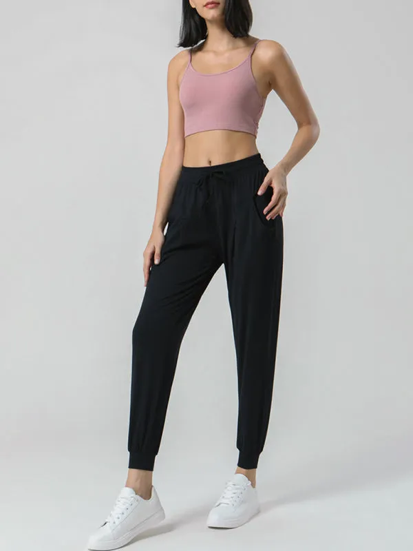 Women's Drawstring Waist Cuffed Sports Trousers