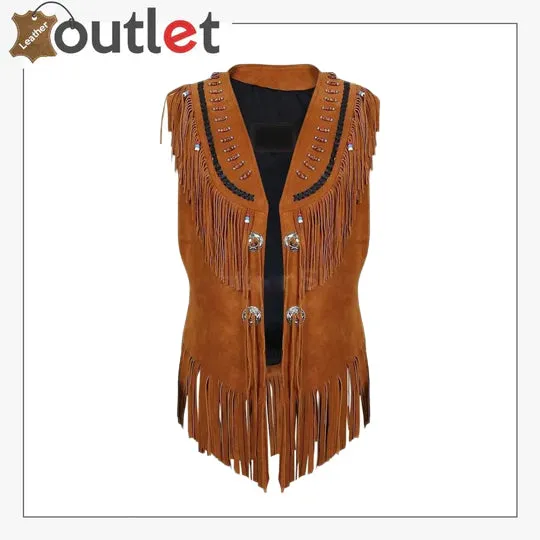 Women's Fringes Leather Vest