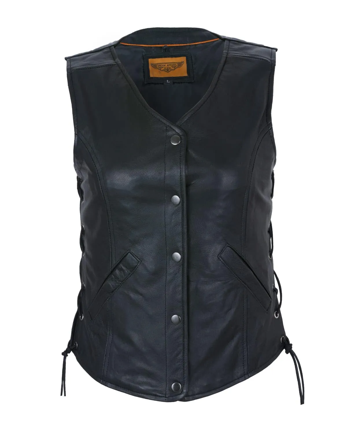 Womens Leather Vest With Gun Pockets & Side Laces