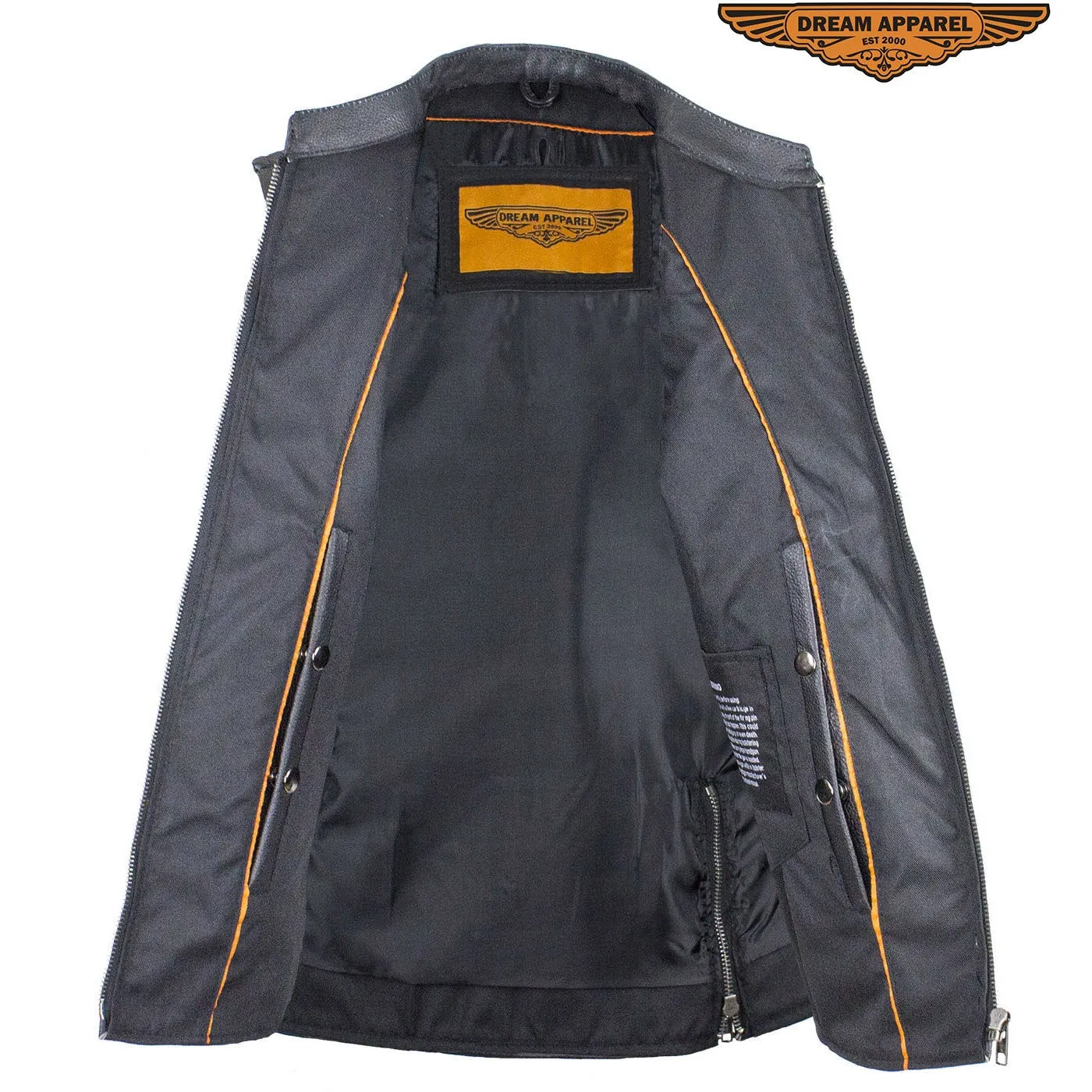 Womens Leather Vest With Two Gun Pockets & Zippered Lower Back