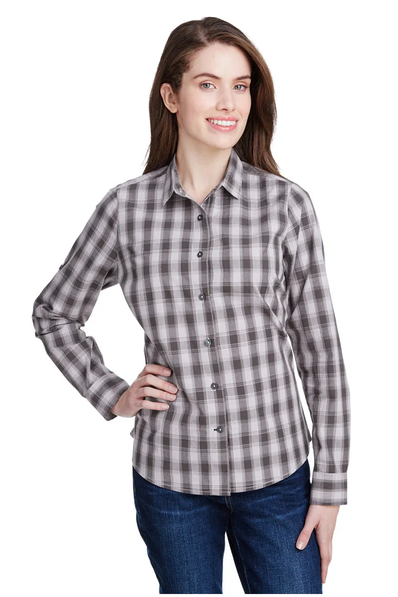 Women's Mulligan Check Long Sleeve Cotton Shirt (Steel / Black)