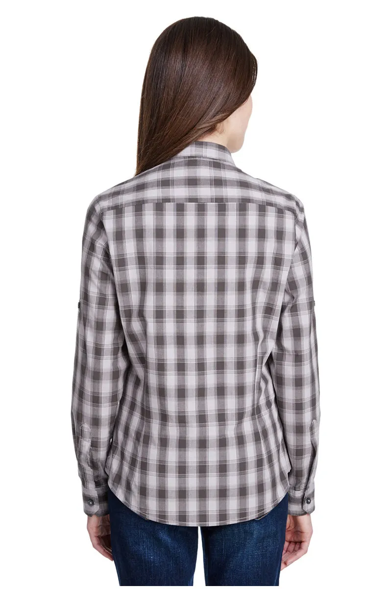 Women's Mulligan Check Long Sleeve Cotton Shirt (Steel / Black)