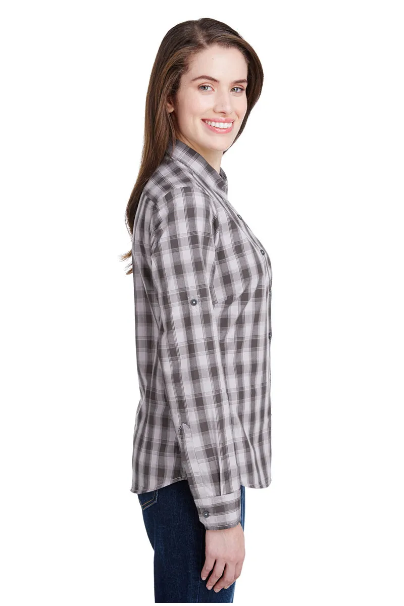 Women's Mulligan Check Long Sleeve Cotton Shirt (Steel / Black)