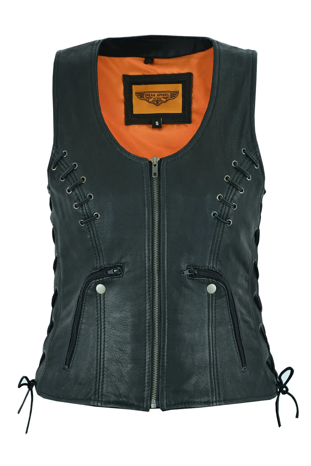 Women's Premium Naked Goat Skin Vest with Side Laces