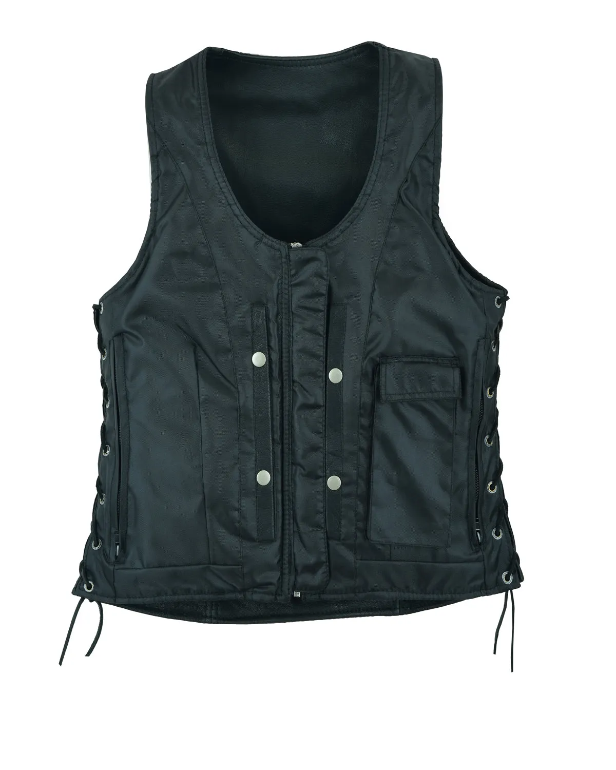 Women's Premium Naked Goat Skin Vest with Side Laces