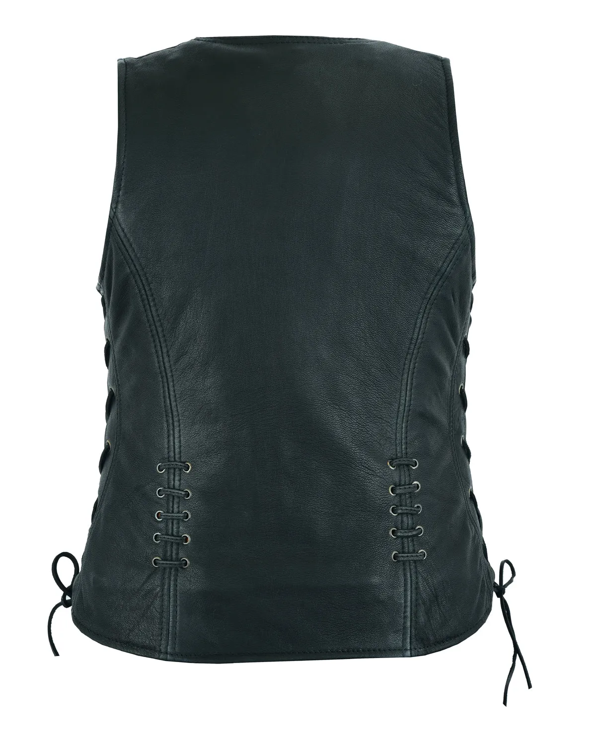 Women's Premium Naked Goat Skin Vest with Side Laces