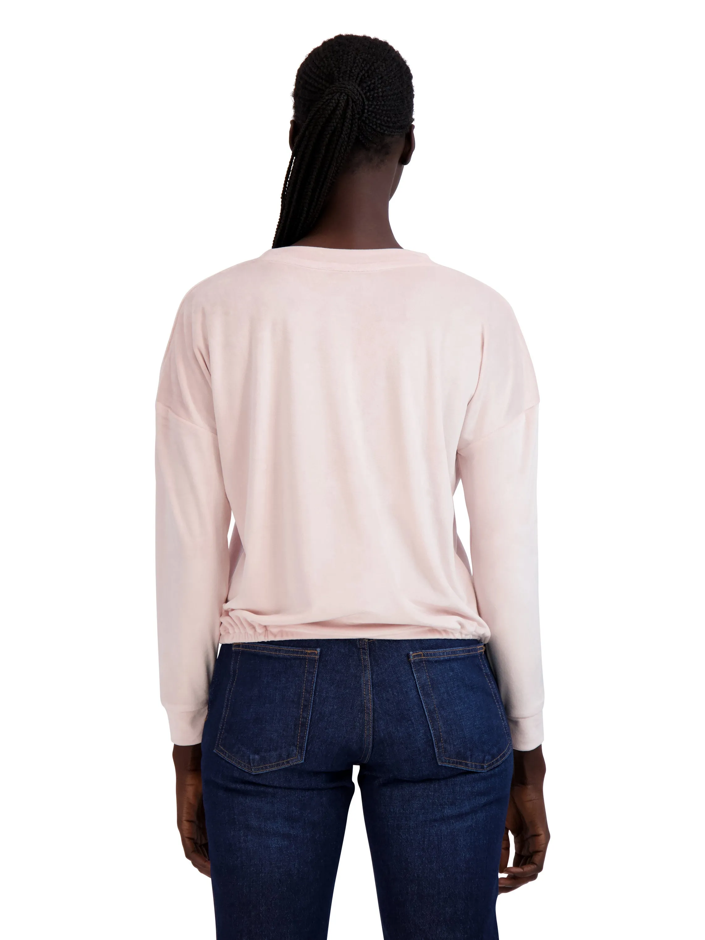 Women's "WEEKEND" Drawstring Hem Velour Sweatshirt