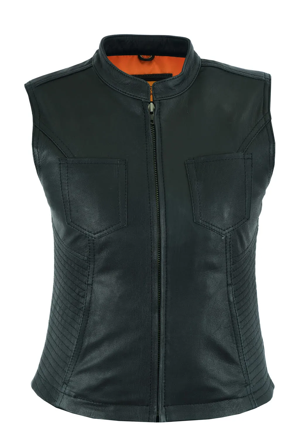 Women's Racer Collar Premium Naked Goat Skin Vest