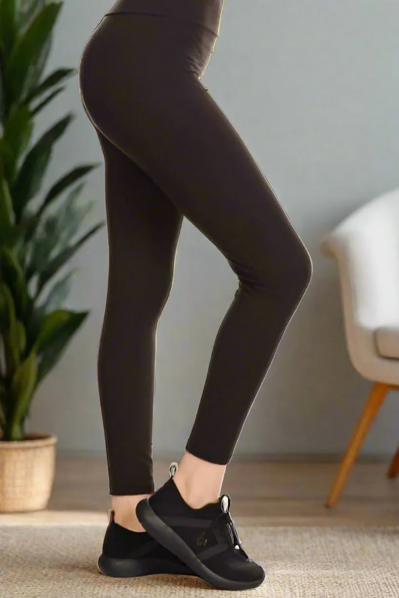 Womens Solid Black Leggings, Soft Yoga Pants, Sizes OS/TC/TC2, Yoga Waist, Exclusive Leggings